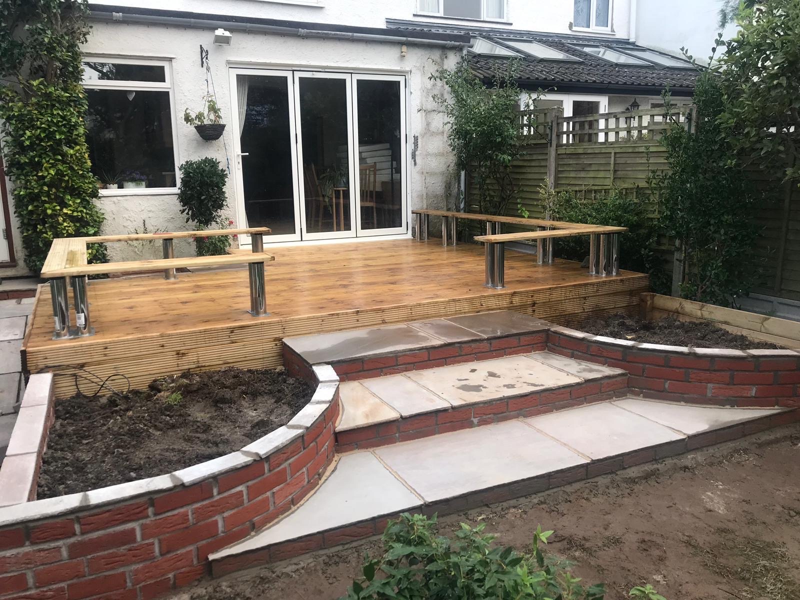 Decking Brick Retaining Walls Garden Transformation